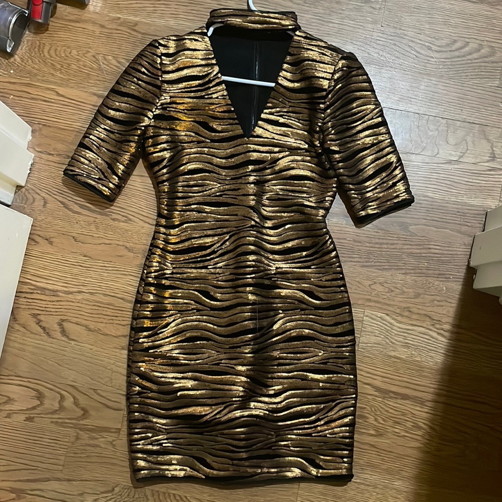 Aice & Olivia Sequined Tiger Print Mini Dress